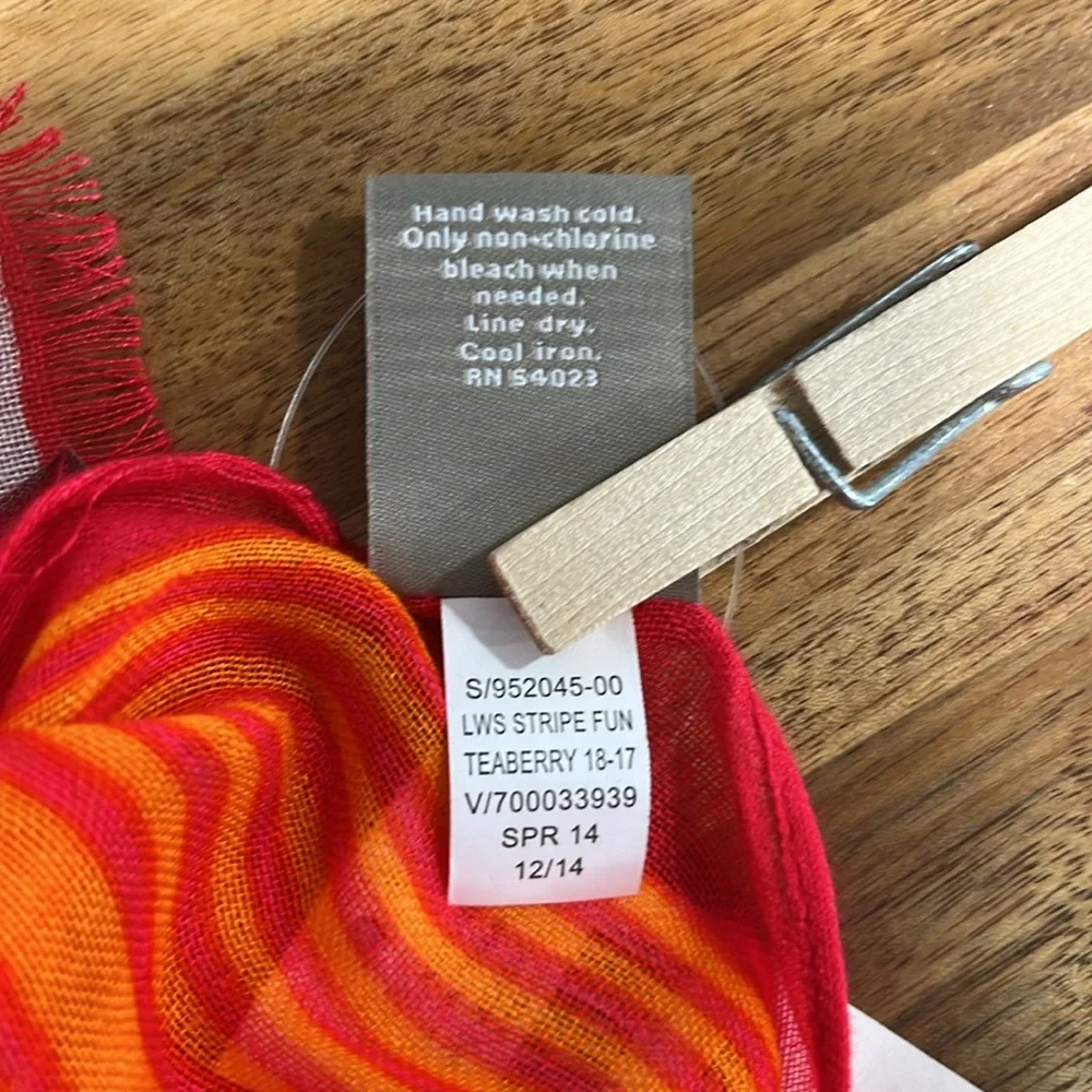 Banana Republic Stripe Fun Teaberry Red Orange Viscose Long Scarf NWT
